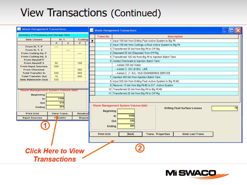 View Transactions (Continued) Click Here to View Transactions 1 2